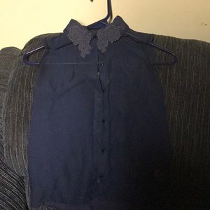 Blue button down tank